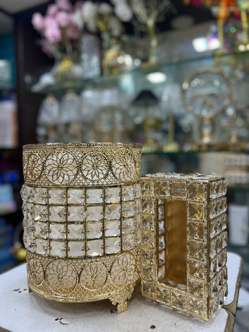 Nordic Crystal Tissue Box With Dustbin (set of both)