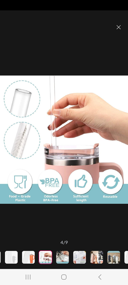 Acrylic Transparent Straws For Tumbler set of 2 straws (size 40oz)