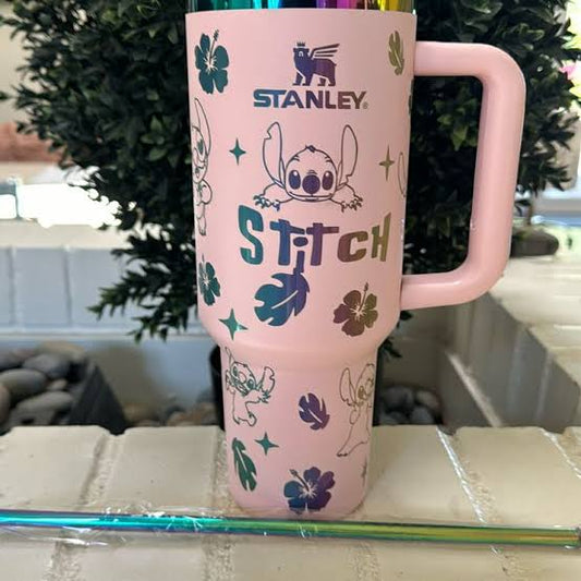 Stanley Quencher H2.0 FlowState™ Tumbler |40Oz| Stitch Pink