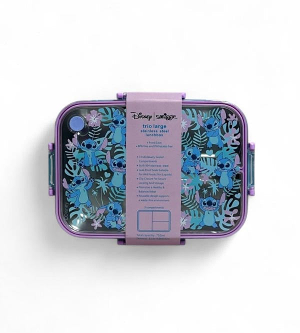 Smiggle Stitch 3 Portion Stainless Steel Lunch Box – Leak Proof, 750ml (Original)