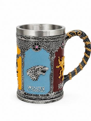 Game of Thrones Inspired Viking Mug – Stainless Steel Medieval Tankard with Resin Handle