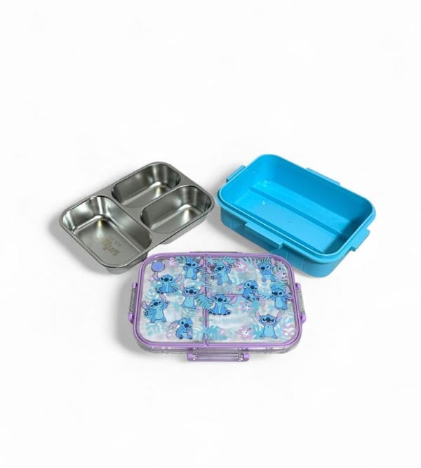 Smiggle Stitch 3 Portion Stainless Steel Lunch Box – Leak Proof, 750ml (Original)