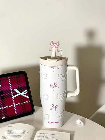Sitarayuri Pearl Bow | 40 Oz | Tumbler with Straw
