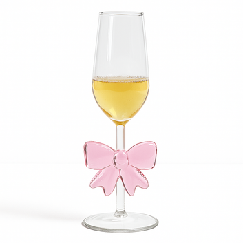 Pink Bow Flute Glass