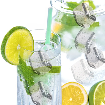STEEL ICE CUBES SET WITH TONG