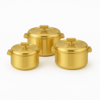 Stainless Steel Hot Pot Set – Insulated Casserole Collection (Matte Gold Finish)