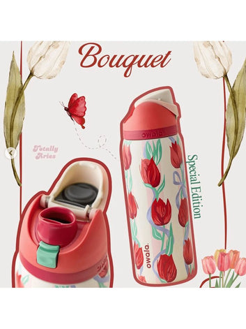 Owala FreeSip | 24 Oz | Red Tulips