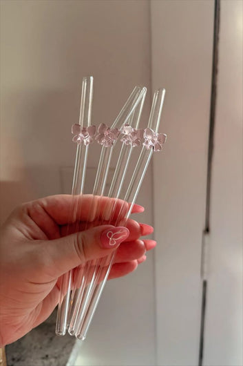 Glass butterfly straws set of 4