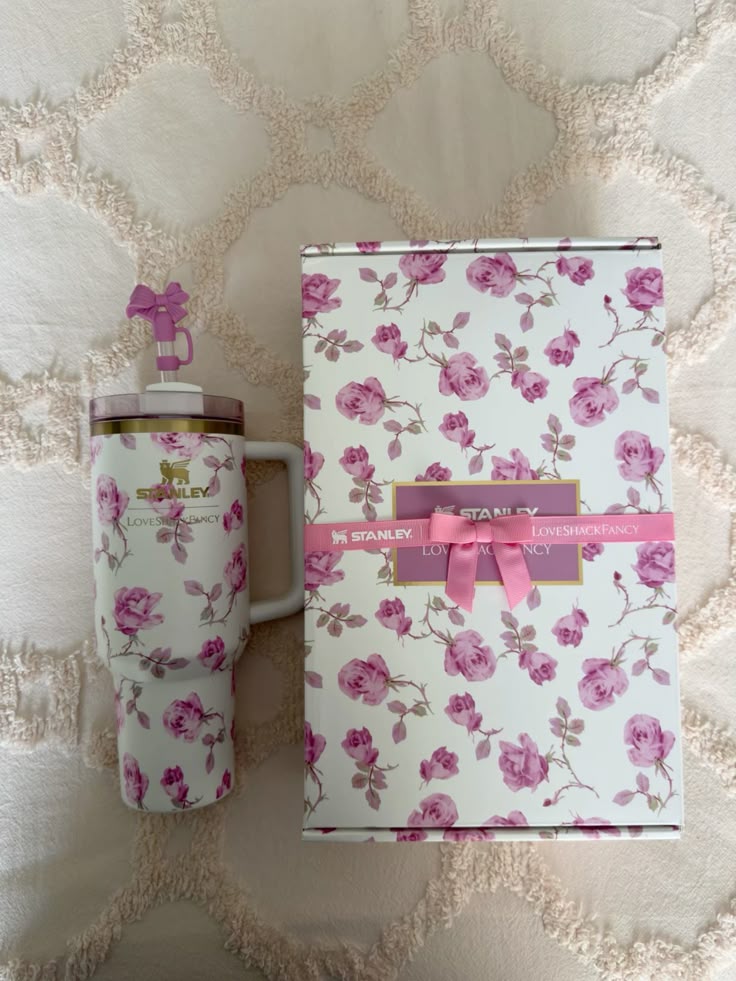 The Stanley X LoveShackFancy |40 oz| Ribbon Rosa(Imported Premium Quality GiftBox dust bag included)