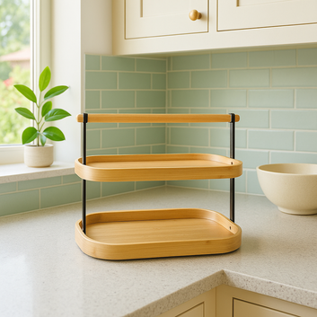 2 tier Bamboo Serving Stand