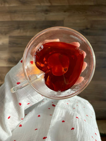 Heart shape double wall glass mug