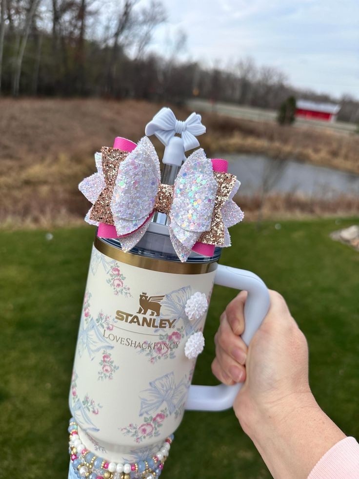 The Stanley X LoveShackFancy Holiday Quencher |40 Oz| Rosa Beaux Blue(Premium Quality Gift Box Dust Bag included)