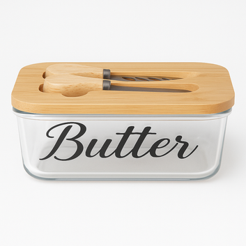 Premium Glass Butter Keeper with Knife